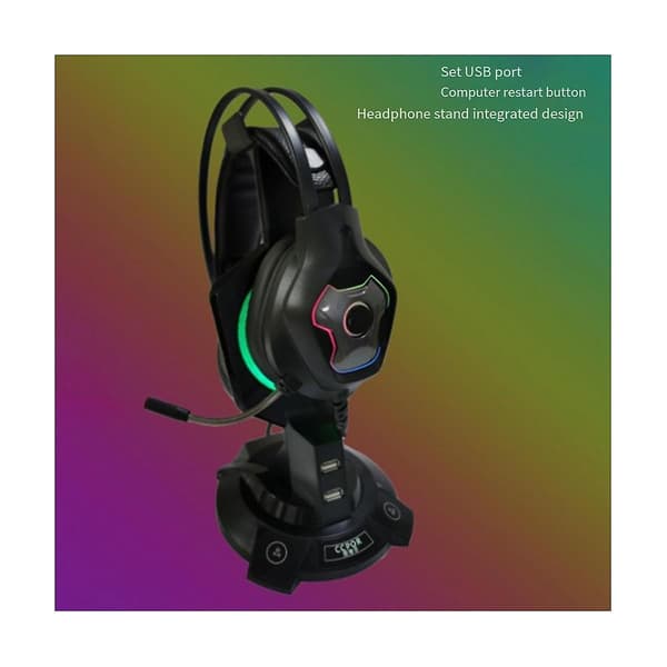 KCCPOR Internet Bar Computer Desktop Switch New Luminous Integrated Game Earphone Stand Computer Switch Bracket, Black（Black）