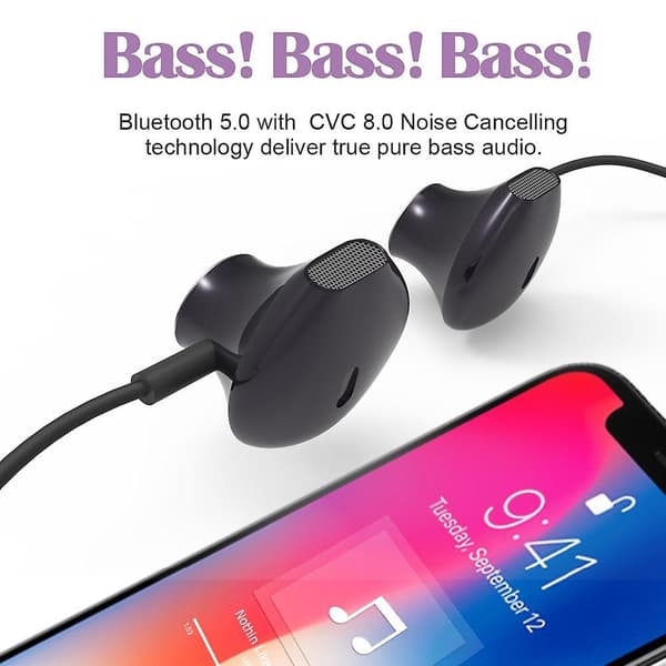 Bluetooth-headset, sports-headset, headset-øretelefoner med mikrofon, bas-hifi-lyd-headset, trådløs Bluetooth-øretelefon