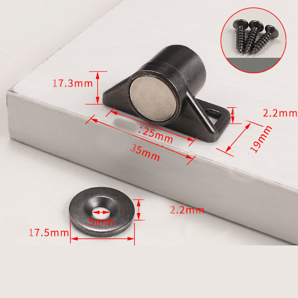Skåpsdörrmagneter, 8 st svarta skåpsdörrmagneter med skruvar zinklegering magnetiska starka magneter för dörrar lådor skåp fönster smält päls