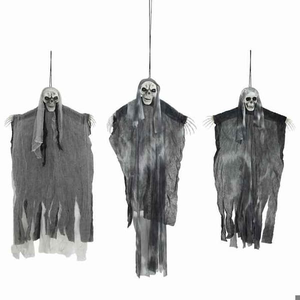 Sorte jule- og sæsonbestemte dekorationer - Hængende spøgelse Halloween 3 stk. Sort 66x110 cm Polyester C26156