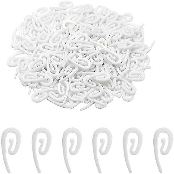 Dww-Pack med 50 vita plastgardinkrokar - Storlek 28X12 MM Krokskena för dusch/fönster/krokfäste