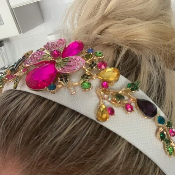 Mote Rhinestone Blomsterhårbånd, bred hårbøyle for kvinner, hårtilbehør Hårbånd Hodeplagg