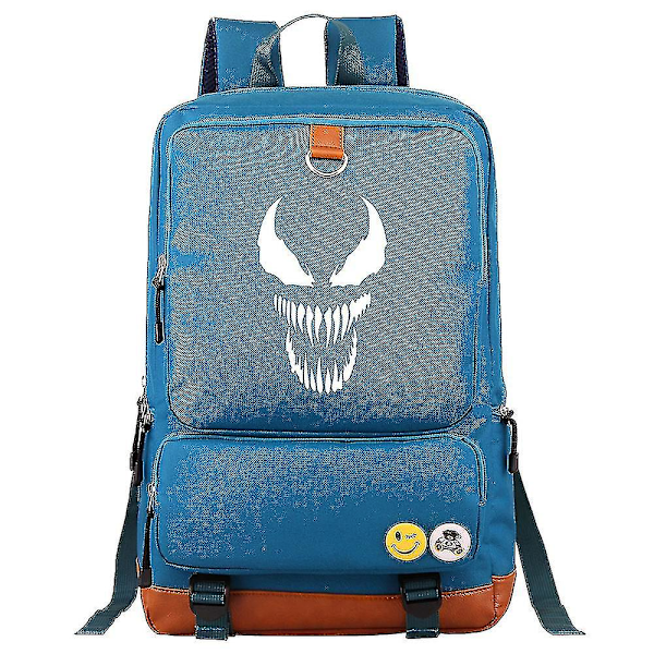 Large-capacity Backpack With Venom Print Schoolbag For Teenagers (1-108) S（blue）