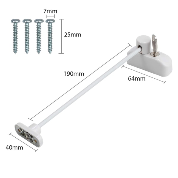 2 st fönsterdörrs spärrlås skjutdörr barnsäkerhetssäkerhetslås kabelhake trådar med rostfritt