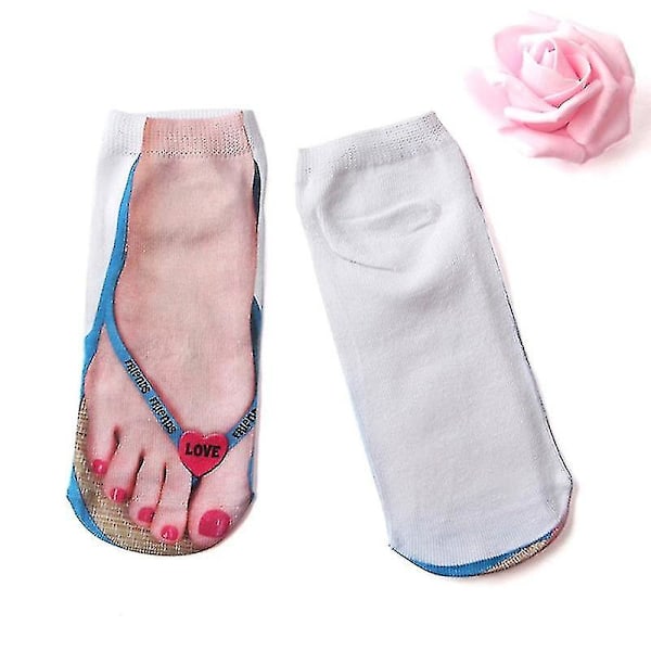 Unisex lavtsnit ankelsokker 3d flip-flops sko svinekød print strømpevarer