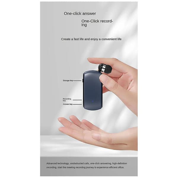 K68 Bluetooth-headset Lavalier Retractable Plug-In Card Single Earphone Multifunksjonell Clip Headset MP3-spiller Svart（Svart）