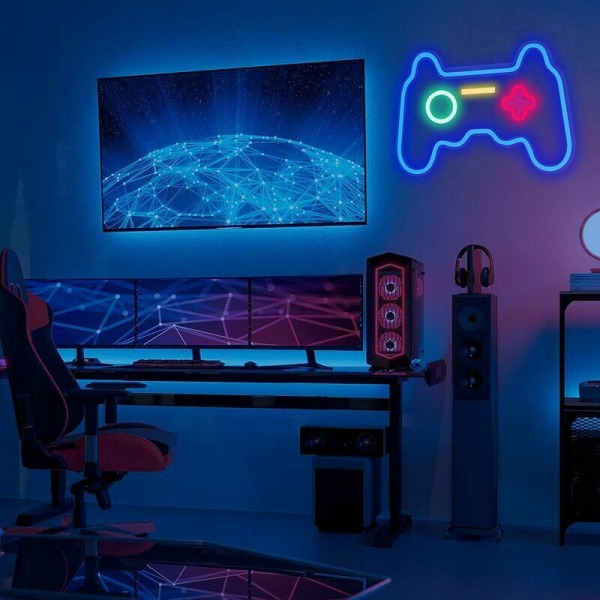 GTA Neonskylt Gamepad Form LED Neonljus Väggdekor för spelrum Neonskylt Gamerpresent till tonårspojkar Speldekoration Neonljus i sovrummet