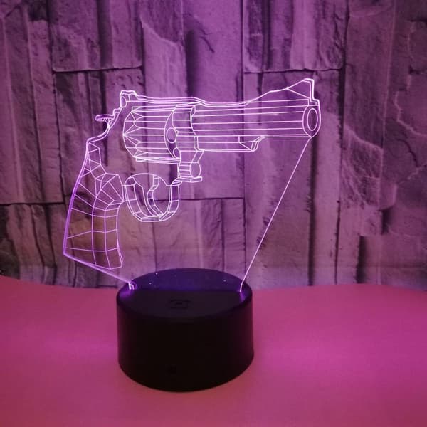Optisk Illusion 3D Pistol Natlampe 16 Farver