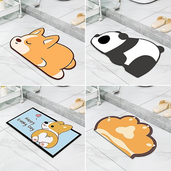 Cartoon superabsorberande mjuk duschmatta badrum halkfri maskintvättbar, lämplig för dörröppning/kök/badrum/tvättstuga/sovrum(DD505)40*60cm