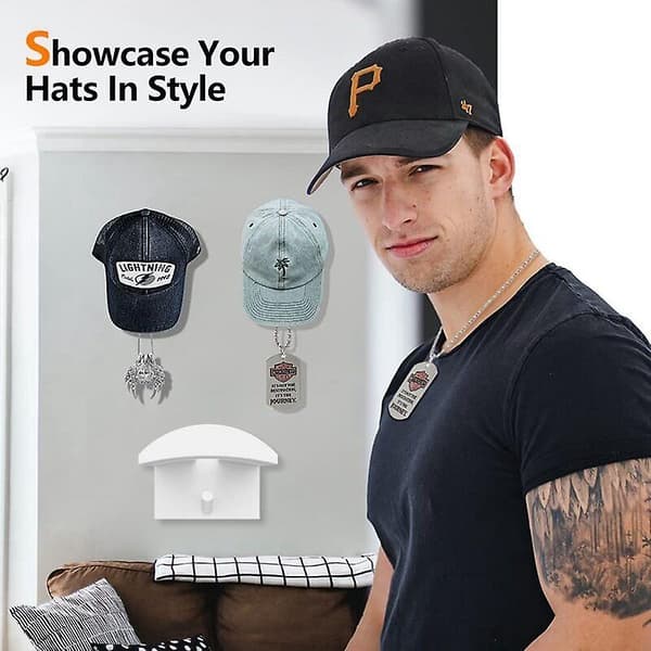 Dww-10 stk Baseball Hat Racks (Hvit), Selvklebende Vegg Hat Kroker