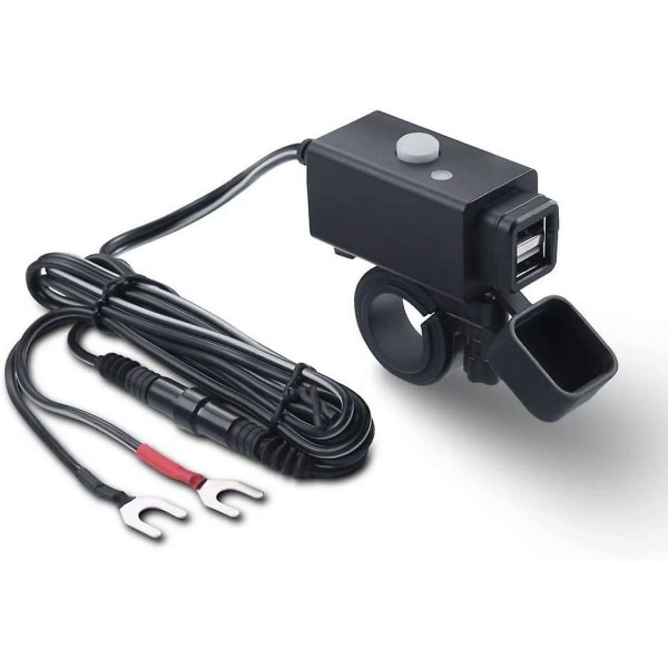 Motorcykel USB -laddare 5v 2.1a Vattentät med dubbla USB och switchsäkringar för 12v/24v-fordon
