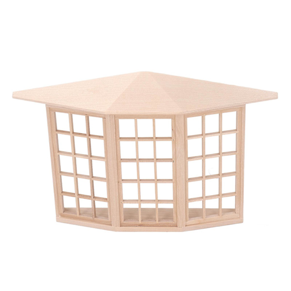 1/12 Dukkehus Karnap Vindue Udsøgt Miniature Træ 45 Graders Hjørne 3 Sidet Vindue Model til DIY