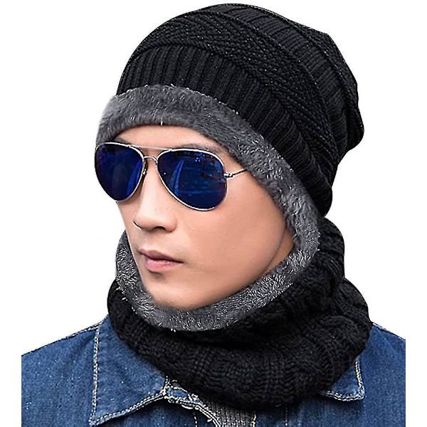 Talvinen pipo ja huivi setti paksu lämmin slouchy pipo hattu neulottu kallolakki kaula