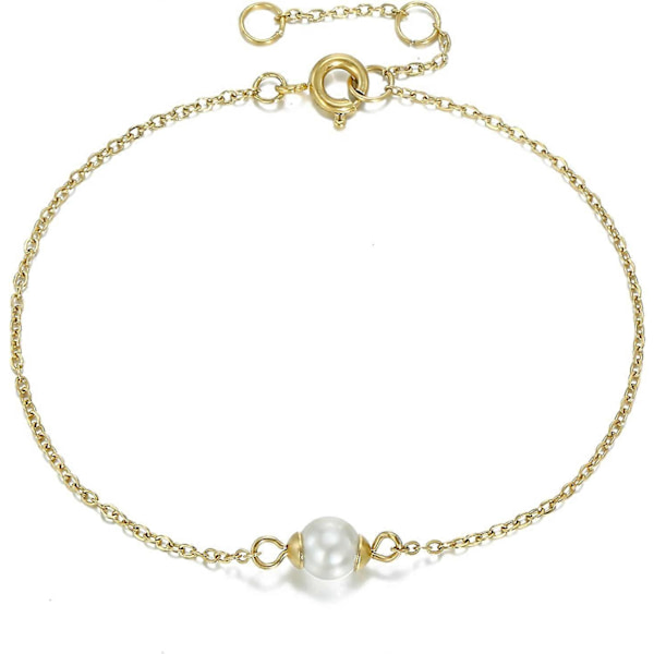 Smaltt 14K Riktigt Förgyllt Armband Litet Hjärta Armband Bar Armband Cirkel Armband Dubbel Cirkel Kedja Armband Skiva Armband Skapad Pärla Armband