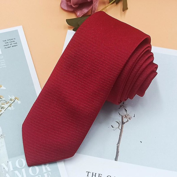 Röd slips för män 6 cm smal smal passform