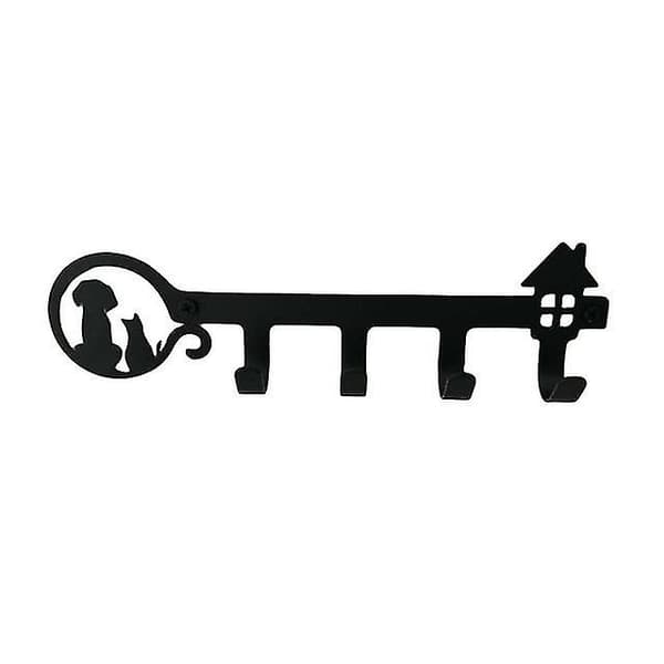 2 stycken väggkrokar med svart katt och hund