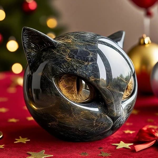 Skulptur - KZQ - Svart katt i stein - Moderne dekorasjon - Pynt - Materiale: Harpiks