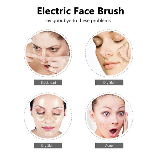 i 1 elektrisk ansiktstvättborste Rengöringsborste Ansiktsskrubb Handhållen ansiktsrengöring Batteridrivet sminkborttagningsverktyg