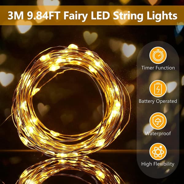 4 st 3m 30 LED koppartråds ljusslingor med timer Vattentät