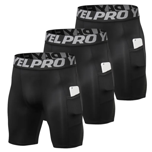 Packa Compression Shorts för män Active Workout Underkläder med fickor