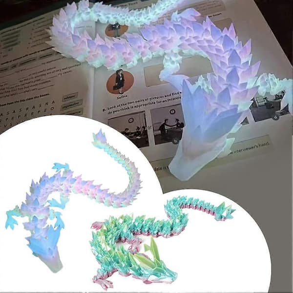 3D-printet krystalldrage leddet dekorasjon mini selvlysende bursdagsgaver luminous