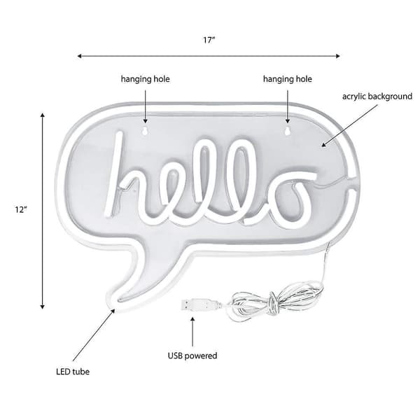 Neon LED Vegg hello USB Neon Lys dekorasjon