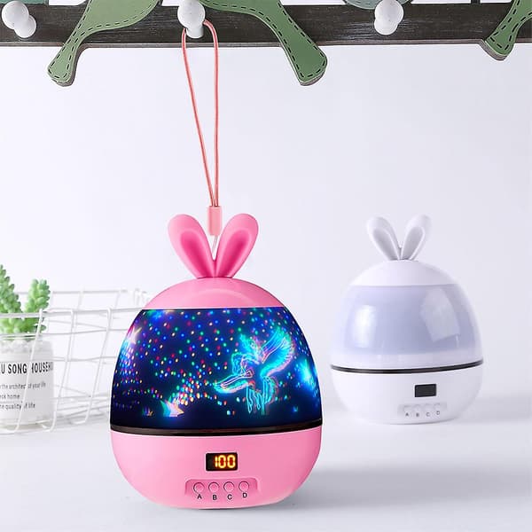 Stjernehimmel-projektor LED-projektorlampe Barn 360 roterende lysmoduser - Rosa