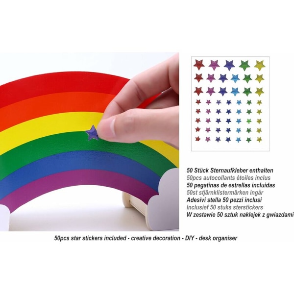 Rainbow Star Sticker Skrivebordsarrangør til kreativ gør-det-selv boligindretning Kontoropbevaring Kontorartikler Studenter papirvarer Opbevaring Penholder