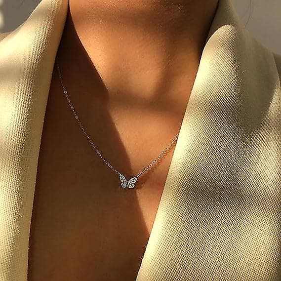 DWW-1PC Kristalliperhonen Choker-kaulakoru Perhonen Ripus Kaulakoru M