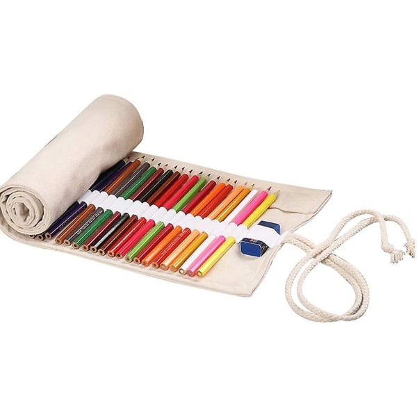 72 Slot Creative Canvas Rolling Pencil Bag, Färgpennaspåse, Studentkonstnär, Resenärspresent