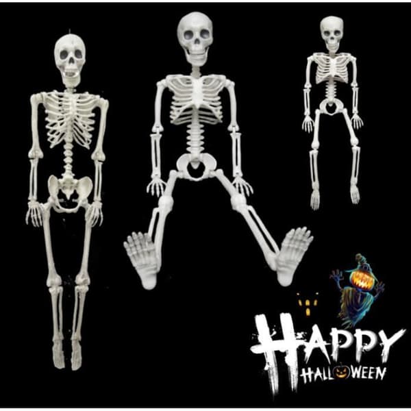 Halloweenskelett - Dekoration - 40cm - Plast - Rörliga leder - Vit