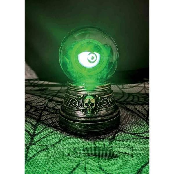 Halloween-automat – Liten klovn – Krystallkuleøye – Lyd, lys, animert – 20 cm
