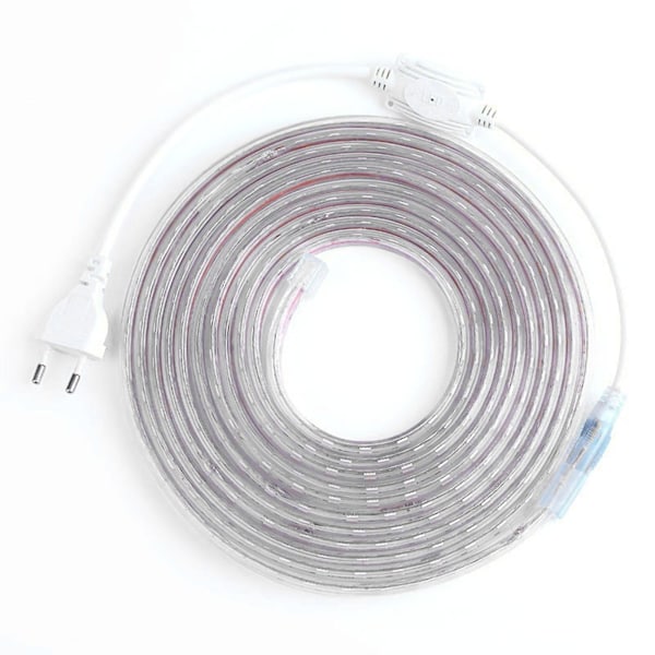 2024 LED-strips 5 meter lang 20W Fleksibilitet Kuttbar Vanntett LED-stripe Ambient Light Stripe EU-plugg 220V Hvitt lys