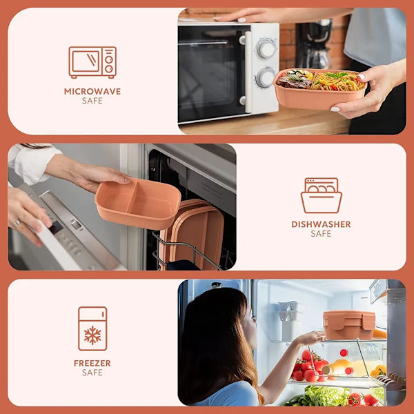 1900 ml matboks for voksne, matboks for barn med rom, lekkasjesikker bentoboks snacksboks for piknik arbeid reise, rosa