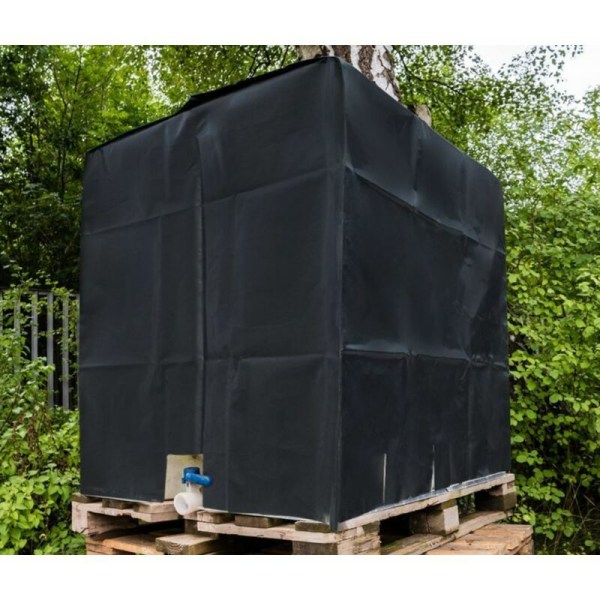 IBC Tonspand 1000L udendørs vandtank Vandtæt støvtæt låg (sort)