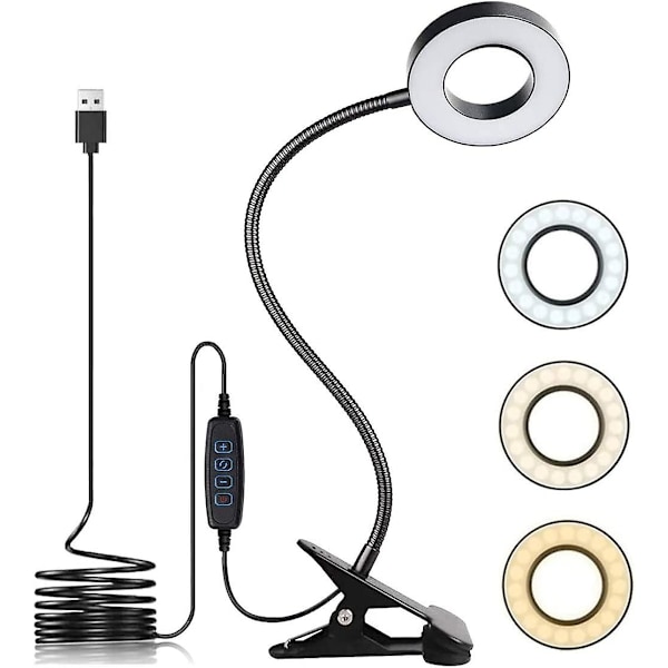 Usb Led Desk Lamp Clip On Light,knamky 3 Light Mode 10 Dimmable Brightness Eye Gift