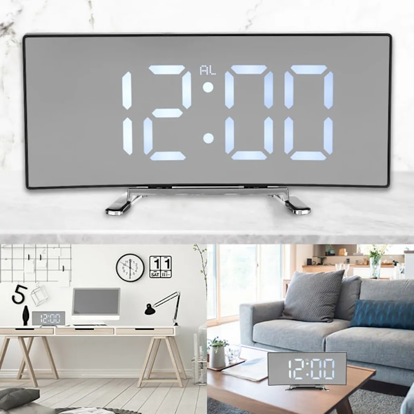 Väggklocka LED digital väckarklocka, snooze, LED-display, väckarklocka, bordsklocka, visningstid på stor skärm