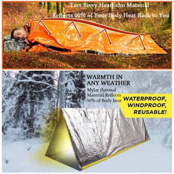 Termisk nödsömnpose för camping och vandring (en storlek, orange)