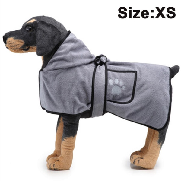 Hundebadekåpe laget av potehåndkle av mikrofiber - absorberende hundebadekåpe for tørking etter bading, svømming eller tur i regnet, XS