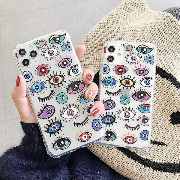 iPhone 12 och iPhone 12 Pro Skal Söt Rolig Ögon Mönster Klar Design Transparent Mjuk TPU Stötfångare Skyddande Skal Cover för Apple iPhone 12 / 12Pro -C