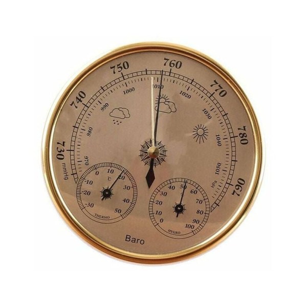 Barometer, vejrstation med barometer og hygrometer, 3-i-1 vægmonteret analog vejrstation til indendørs og udendørs brug