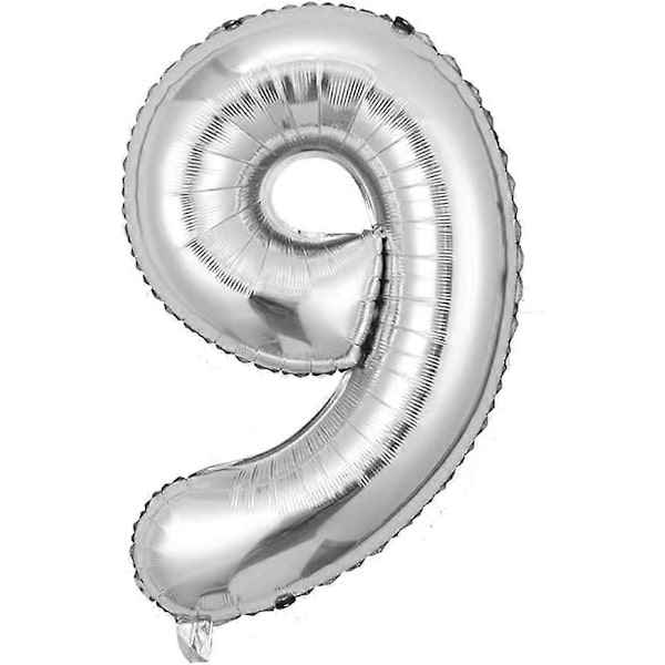 40-tums Silver Stor Aluminiumfolie Nummer Ballong Födelsedagsfest Dekoration Stor Ballong (40-tums Silver) (9)