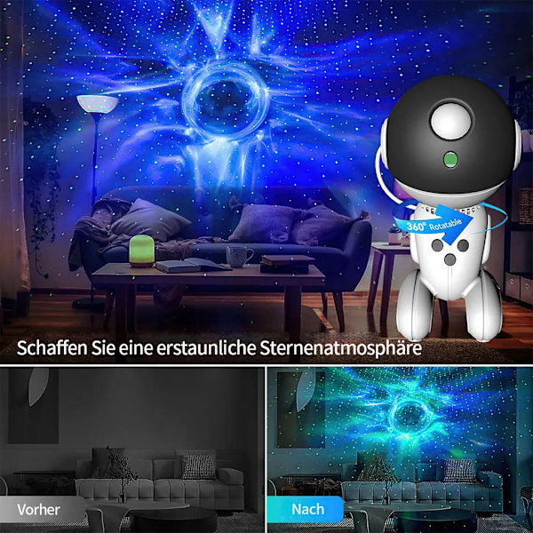 Robot Galaxy Projektor Nattlampa, Astronaut Stjärnprojektor för Sovrumsdekoration