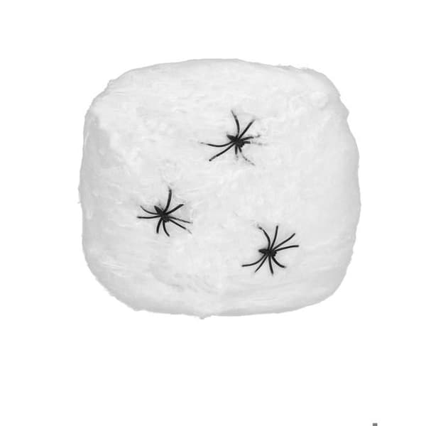 Dekorasjoner og aktiviteter - Hvit spindelvevdekorasjon med edderkopper 20g Halloween