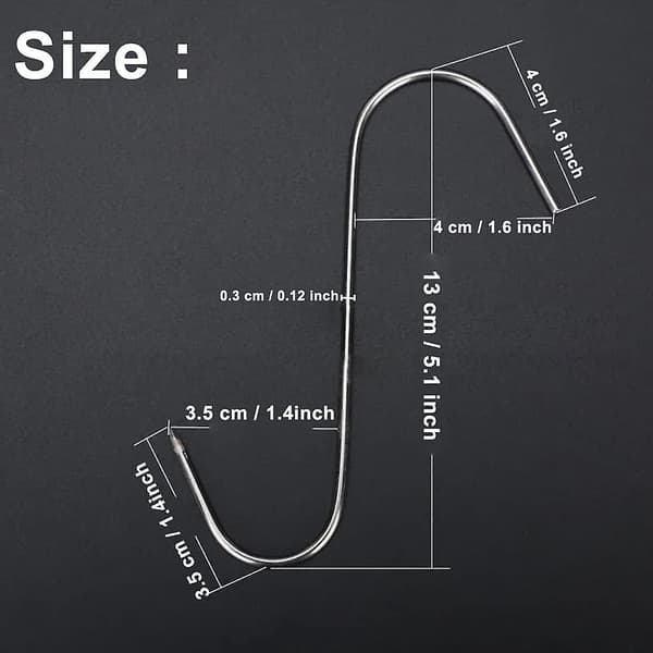 130*3mm Ripustuslihakoukku - Lihakoukku Ripustuslihakoukku S-koukku Teurastajan koukku 10kpl