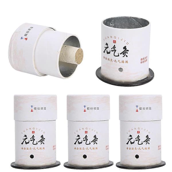 Akupunktur Massage Moxibustion Rullbox Verktyg - 4 st Rökfri Moxa Rör