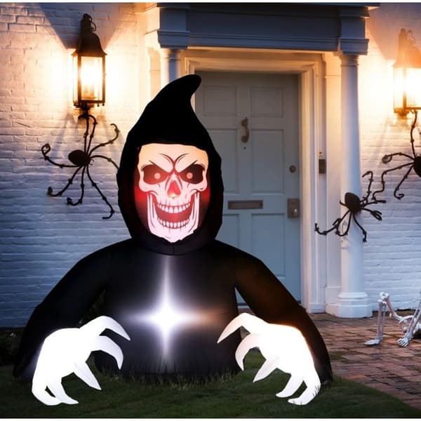 Oppustelig Halloween Reaper LED-dekoration til udendørs have - ELVMI - Sort polyester 190 × 115 × 180 cm