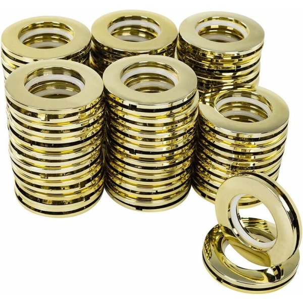 40 mm gardinringar runda gardinstångsringar plastgardinögleklämmor Paket med 50 glänsande guld