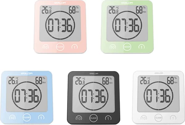 LCD Digital Vattentät Badrumsväggklocka Duschklocka Timer Temperatur Luftfuktighet Kök Toalett Väckarklocka