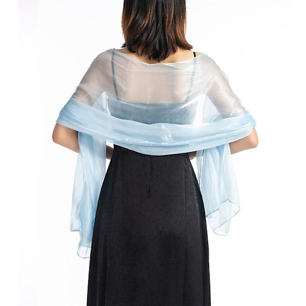Iridescent Wrap Stole Sjal för Bröllop Brudtärnor Baler & Fester, Ljusblå
